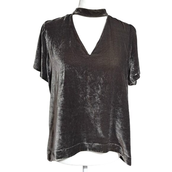 Madewell Velvet Cutout Top Womens S Keyhole Back Choker Front Milk Chocolate Bro - Picture 1 of 13